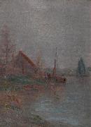 unknow artist Morning fog over the River Schelde France oil painting artist